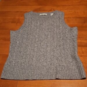 Lord & Taylor Cashmere Heather Grey Cable Knit Sweater Vest